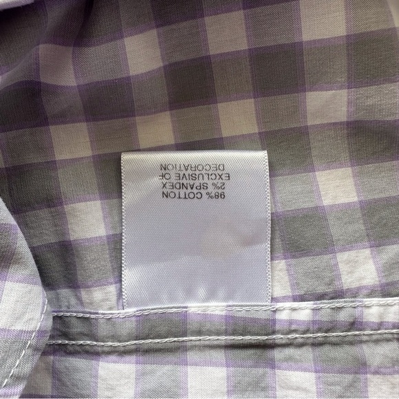 Crosby & Howard Gray White Purple Check Long Sleeve Mens Shirt Button Down Sz Lg - Picture 12 of 14